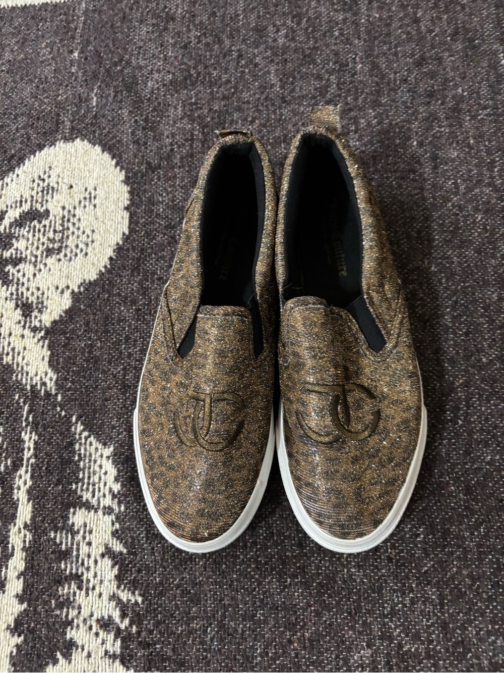 Juicy Couture Metallic Brown Slip-On Loafers with White Sole